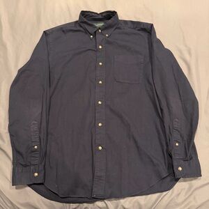 J Crew Shirt Mens Medium Navy Button Down Long Sleeve Pocket Oarsman Casual